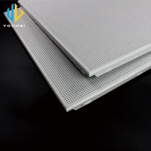 Gran oferta, tablero de partículas perforadas cuadradas acústicas ligeras e impermeables, Clip de aluminio en azulejos de techo