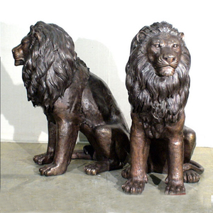 Escultura de León de Bronce Sentado, Decoración de Jardín de Tamaño Real para Exteriores - Product Image 2