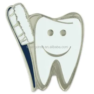 自定义牙齿与刷牙医翻领针和金属翻领针徽章