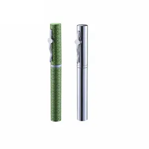 beautiful green silver pen shape aluminum shell glass inner refill perfume atomizer spray bottle 6 ml