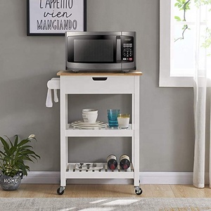 HUAYAO 롤링 주방 카트 전자 레인지 보관 섬 바퀴 화이트 식당 부엌과 거실 - Product Image 2