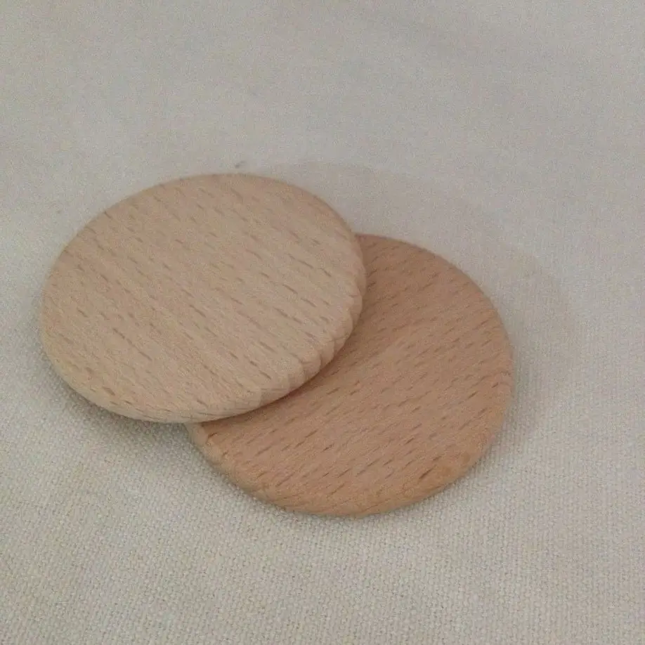 1.5インチSolid Beech Wood Round Circle Discs、Wood Crafts Circle Cut-Outs Rounded Edge