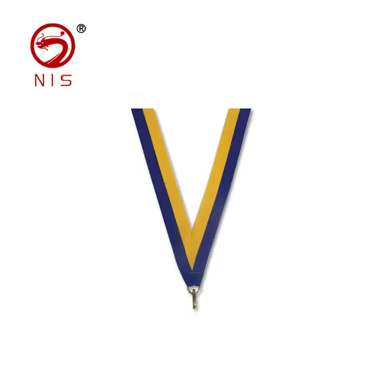 Custom embroidered navy blue and gold velvet wholesale satin ribbon