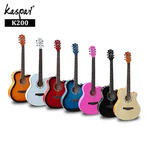 Dukungan Kustom Murah Gitar Akustik Leher Terbaik Pink Biru 40 Inci Kit Gitar Klasik Buatan Tangan