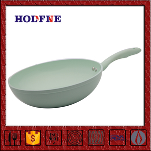 Respetuoso del medio ambiente de alta calidad <span class=keywords><strong>anodizado</strong></span> duro <span class=keywords><strong>wok</strong></span> sartén para restaurante con fondo plano - Product Image 1