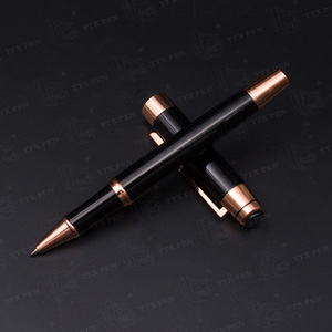 TTX 맞춤형 로고 고급 임원용 블랙 글로스 메탈 볼펜 (독일산 잉크, 긴 필기 길이, 남성용) - Product Image 4