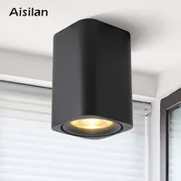 Aisilan-Lámpara de luz led para el hogar y la Oficina, foco cuadrado de aluminio negro con montaje en superficie, COB, 2021