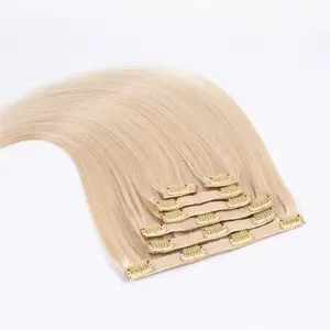 Natural seamless clip in hair extensions 100% original remy Russian hair super double drawn