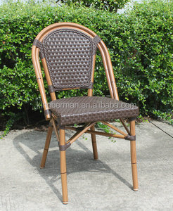 Chaise de bistro parisienne moderne en aluminium bambou rotin français pour repas en plein air meubles d'hôtel chaises de bistrot à la française - Product Image 4