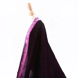 Kustom kain tenun 100% poliester Maroko MOPRa velour abaya kain korea 5000 dicelup padat ungu kain beludru untuk gaun