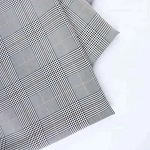 wholesale italian grey check and plaid polyester viscose blend tweed fabric