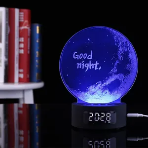 소형 달 책상 테이블 밤 램프, 아크릴 빛 경보 유니콘 밤 빛