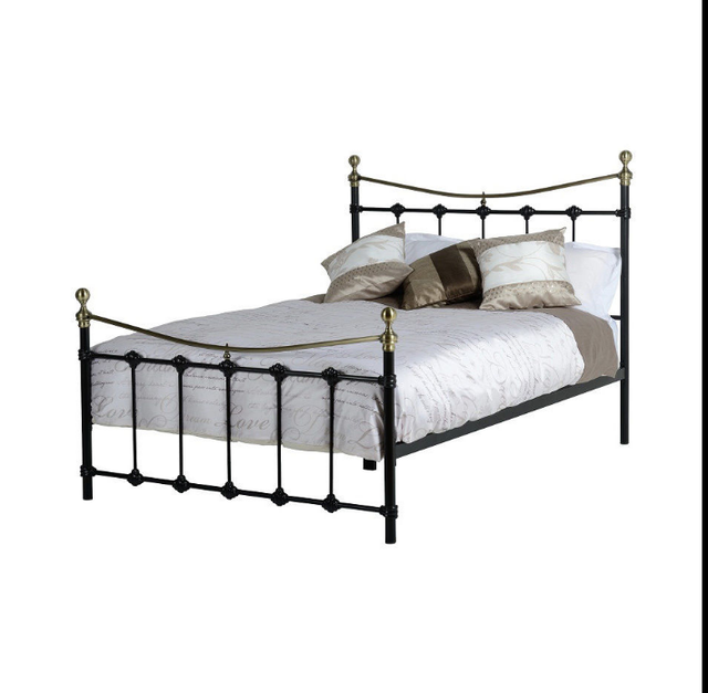Antique Brass Color  Double Bed 4ft6  Metal Black or Cream Bed Frame