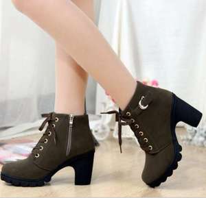 Up-0423r Ladies fancy high heeled shoes moda all'ingrosso cross-strap winter chunky heel stivaletti <span class=keywords><strong>donna</strong></span> - Product Image 2