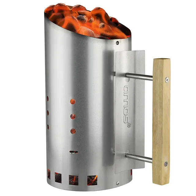Barbecue Charcoal Chimney Starter Steel Rapid Fire Lighter