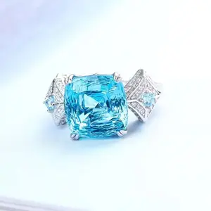 natural London blue topaz rings 925 silver gold plated luxury adjustable female wedding jewelry