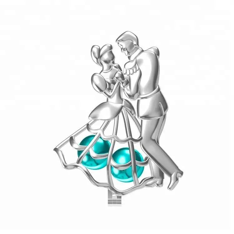 Principessa e Il Principe gabbia di perle del pendente dell'argento sterlina 925 del fumetto coppia collana dei monili di danza