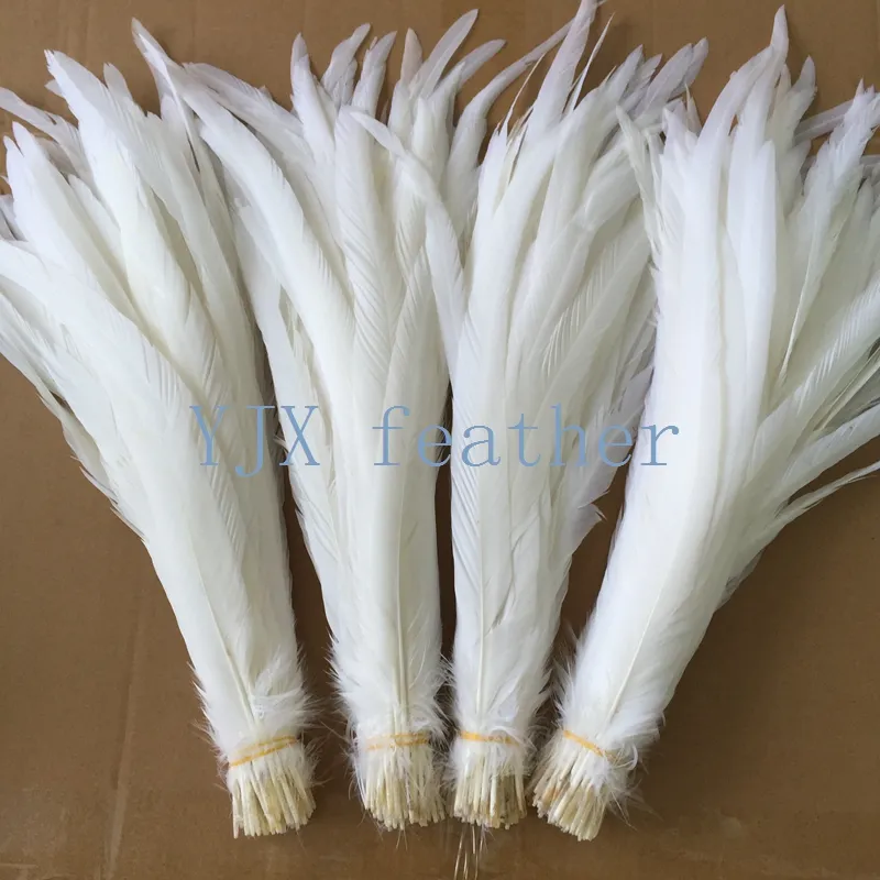 40-45cm nieve grizzly blanco cola de gallo plumas para disfraces de Carnaval