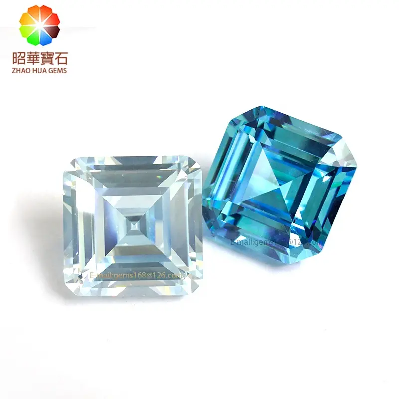 Lce blue cubic 지르코니아 합성 gemstone 스퀘어 (times square) 팔각형 gemstone CZ 도매