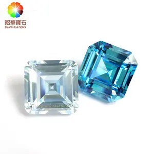 Lce màu xanh cubic zirconia tổng hợp đá quý Vuông Bát Giác đá quý CZ bán buôn