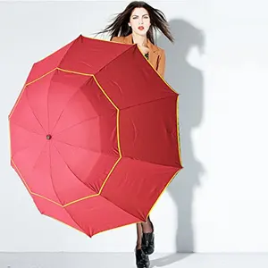 Golf Umbrella Kích Thước Lớn Mạnh Mẽ Windproof Đôi Tán 2 Gấp Tự Động Mở Sợi Thủy Tinh Tùy Chỉnh Logo In Khuyến Mãi Golf Umbrella