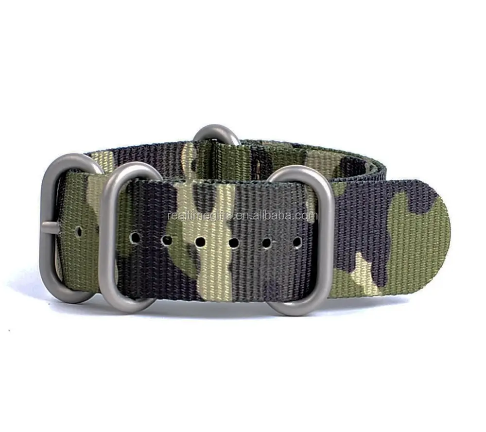 Deluxe camo style 20mm 22mm fabric nylon military watch strap for zulu