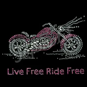 Vivere liberi viaggiano gratis moto custom strass motivo per t- shirt