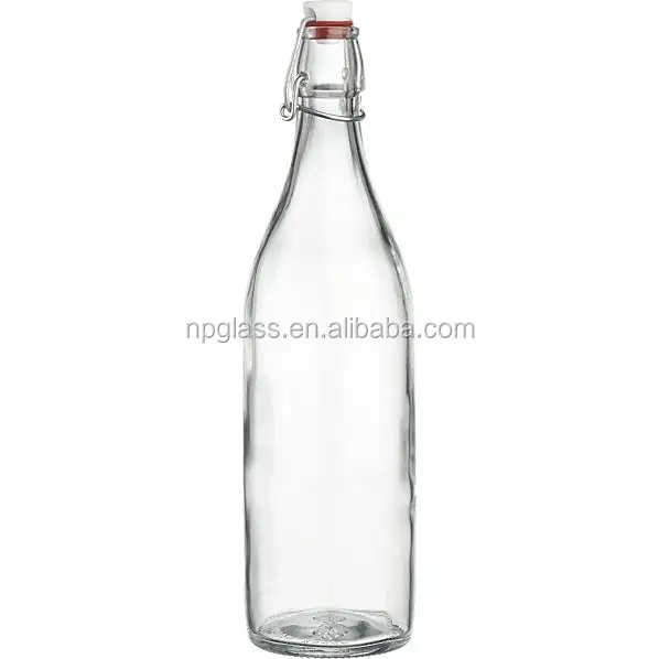 1000ml transparent glass juice bottle with swing top