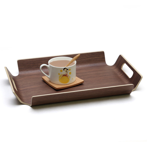 Plateau de service classique Rectangle 39.5cm, artisanal en bois, avec poignée, pour hôtel, vente en gros, livraison gratuite - Product Image 1