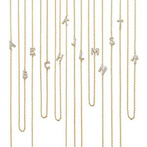 Gemnel 925 اسم سلسلة طويلة قلادة الذهب الحقيقي مجوهرات قابل للتعديل سلسلة إلكتروني الأولي سلسلة طويلة قلادة الذهب الحقيقي - Product Image 1