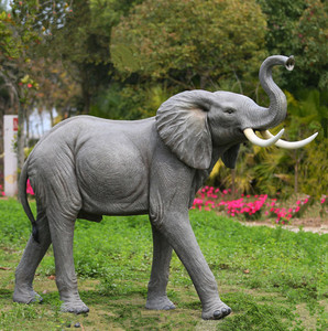 Statue d'éléphant à longues dents en résine de fibre de verre, grande décoration de parc - Product Image 2