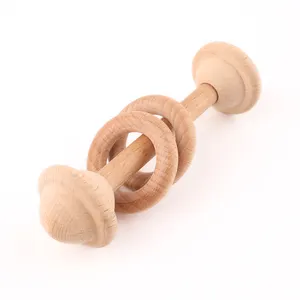 Органическое деревянное кольцо для прорезывания зубов из бука, детские погремушки для игры в спортзал, игрушки