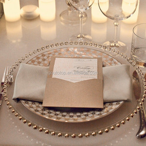 Pas cher en vrac hôtel En Gros De Mariage <span class=keywords><strong>Or</strong></span> Argent clair steak Assiette de Verre de mariage - Product Image 2