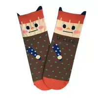 Women's 3D Cotton Trouser Crew Socks with Stars and Cartoon Heads