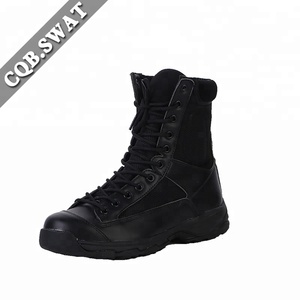 Bottes de cheville tactiques de combat résistantes aux coups de couteau noires avec fermeture à lacets pour l'hiver - Product Image 2