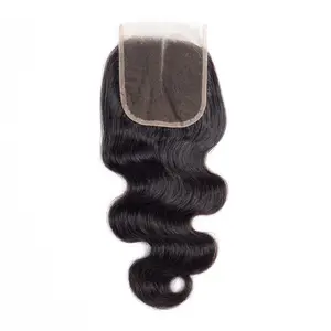 Perruque Lace Closure brésilienne naturelle 4x4, tissage en lot, avec Closure, cheveux humains, livraison gratuite échantillon