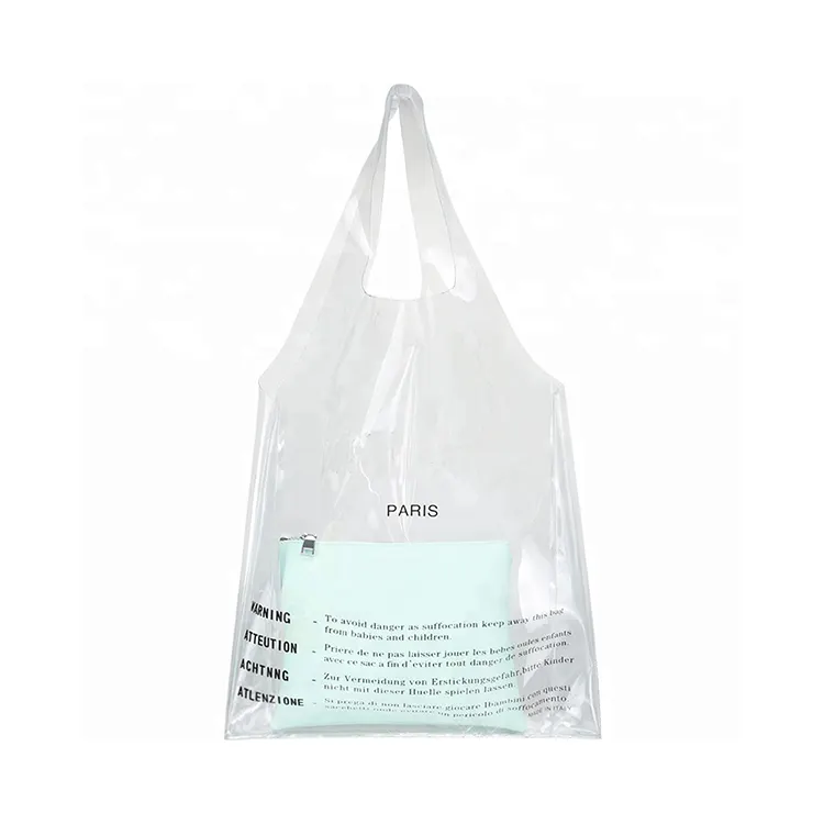 PVC Kullanımlık alışveriş çantası Yaz Plaj Çantası Özel Logo Kadınlar Şeffaf alışveriş çantası