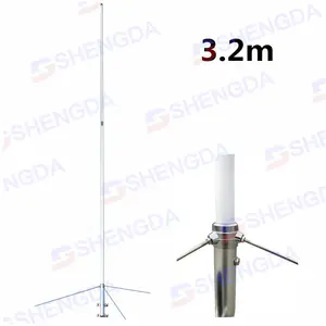 Elmas sabit F22 F23 baz istasyonu anteni, 3.2m yüksek kazançlı vhf omni fiberglas anten SO239/N dişi