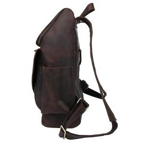 TIDING Custom Retro Style <strong>Brown</strong> Laptop Bagpack Knapsack Travelling Genuine Leather <strong>Backpack</strong> for Men - Product Image 3