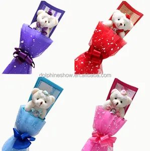 Single mütter tag geschenk set großhandel günstige mode verschiedenen arten plüsch teddybär spielzeug geschenk valentinstag bouquet