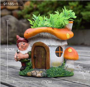 Jardinière en résine en forme de maison de gnome, faite à la main, imperméable, décoration de <span class=keywords><strong>jardin</strong></span> extérieure, style Art Déco, 17x14x15CM, marque Fulin, certifiée BSCI - Product Image 5