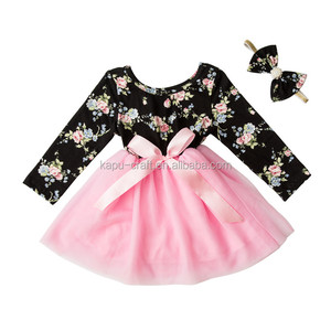 Commercio all'ingrosso Infantile dei vestiti del bambino delle ragazze del manicotto <span class=keywords><strong>lungo</strong></span> del partito di tulle abiti con camicia di pizzo - Product Image 2