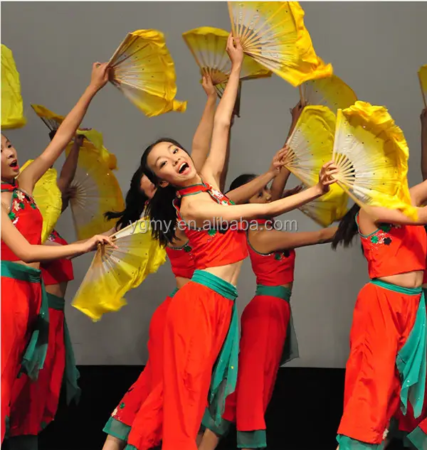 Voile en soie avec cadre en bambou, accessoire pour la danse du ventre en chinois