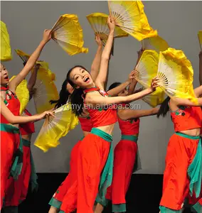 बांस फ्रेम चीनी बेली नृत्य प्रशंसक रेशम पर्दा