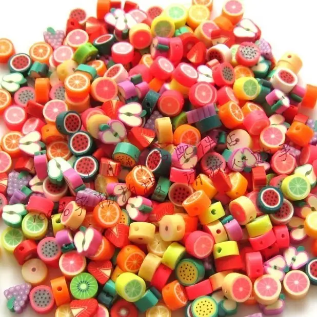 DIY polymer clay fruit flower heart loose beads for jewelry making flag cake eyes polymer clay beads jewelry accessories