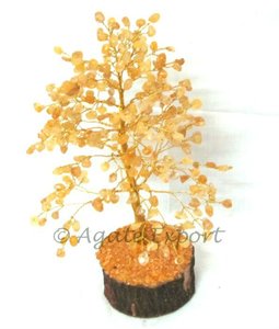 Arbre de puces d'agate jaune d'artisanat de pierre semi-précieuse - Product Image 1