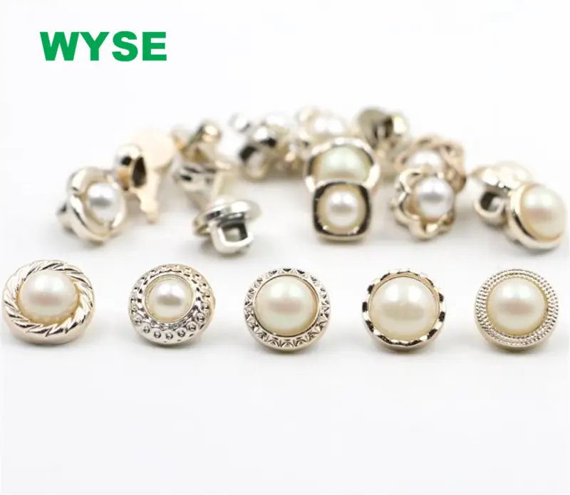 hot Custom White Pearl Sewing Brass Shank Buttons for Shirt Coat Garment Clothes Accessories metal fashion trims