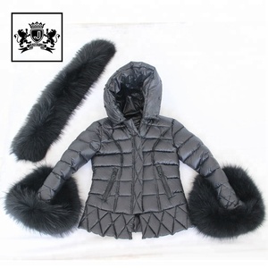 Giacca corta da donna janefe Winter Down <span class=keywords><strong>Parka</strong></span> all'ingrosso con decorazione in pelliccia di procione - Product Image 5