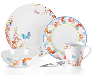 Vajilla de porcelana blanca ligera con motivos florales para fiesta en el jardín - Product Image 4
