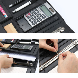 Custom Logo A4 Leather Executive <strong>File</strong> Folder Hard Cover <strong>Expanding</strong> Clipboard with Built-in Calculator for Filing Products - Product Image 3
